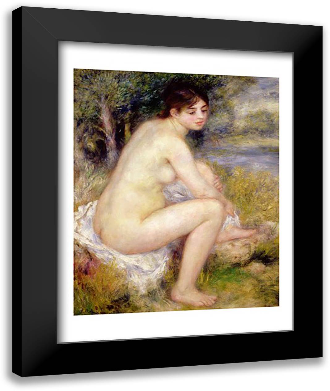 Nude in a Landscape, 1883 22x28 Black Modern Wood Framed Art Print Poster by Renoir, Pierre-Auguste