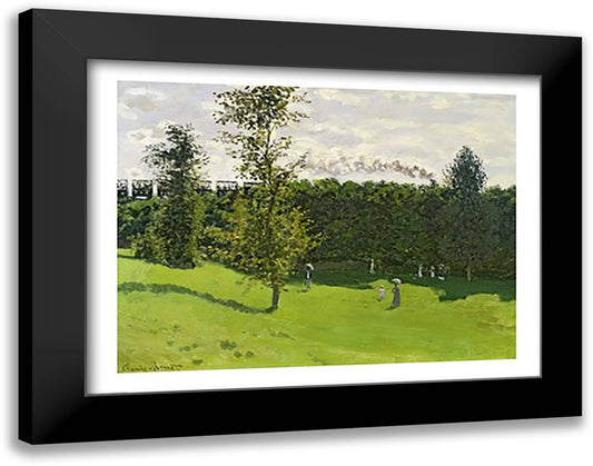 The Train in the Country, c.1870-71 28x22 Black Modern Wood Framed Art Print Poster by Monet, Claude