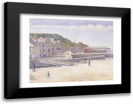 The Harbour and the Quays at Port-en-Bessin, 1888 28x22 Black Modern Wood Framed Art Print Poster by Seurat, Georges