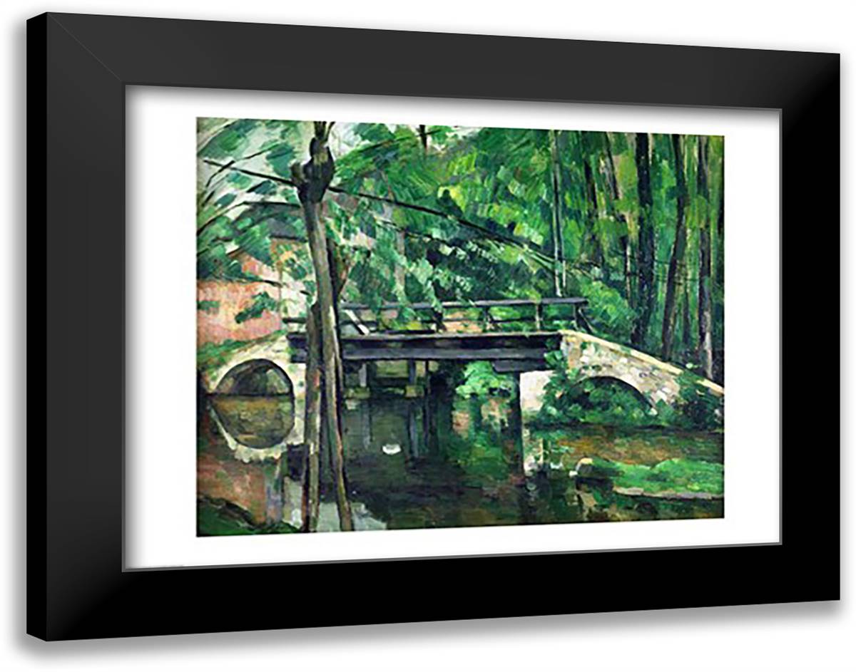 The Bridge at Maincy 28x22 Black Modern Wood Framed Art Print Poster by Cezanne, Paul