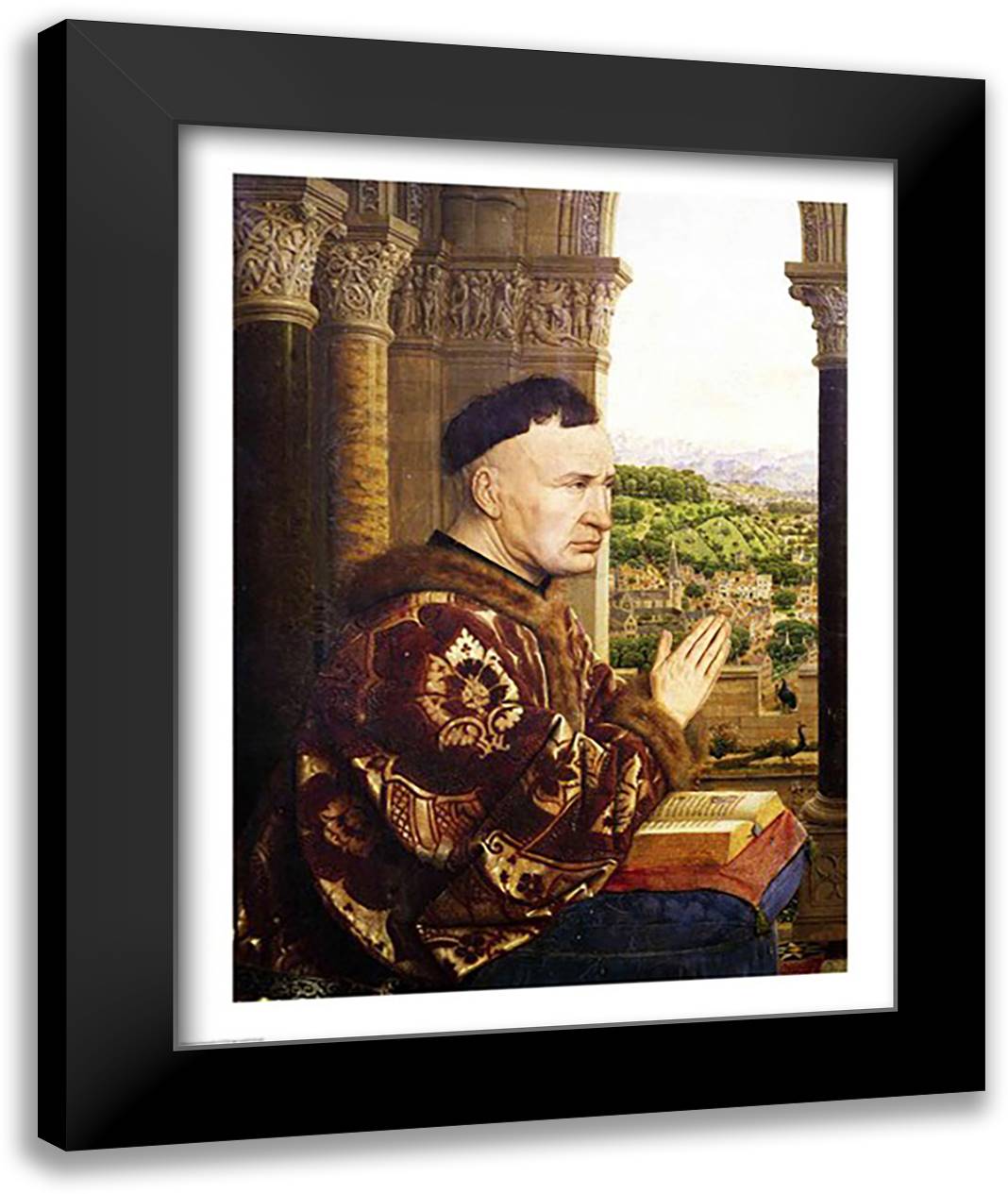 The Rolin Madonna 22x28 Black Modern Wood Framed Art Print Poster by Eyck, Jan Van