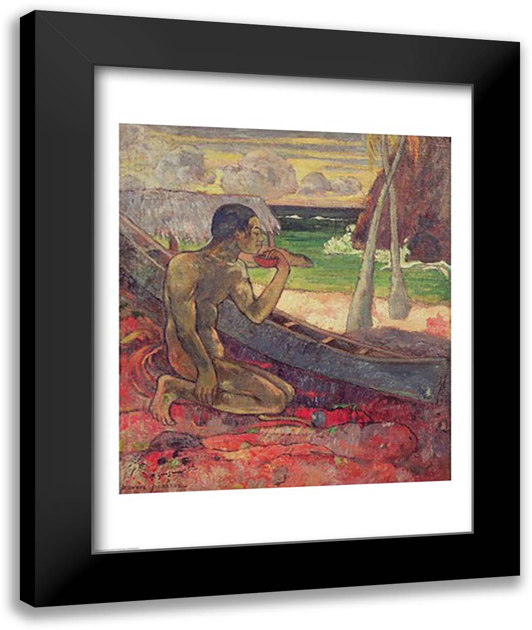The Poor Fisherman, 1896 22x28 Black Modern Wood Framed Art Print Poster by Gauguin, Paul