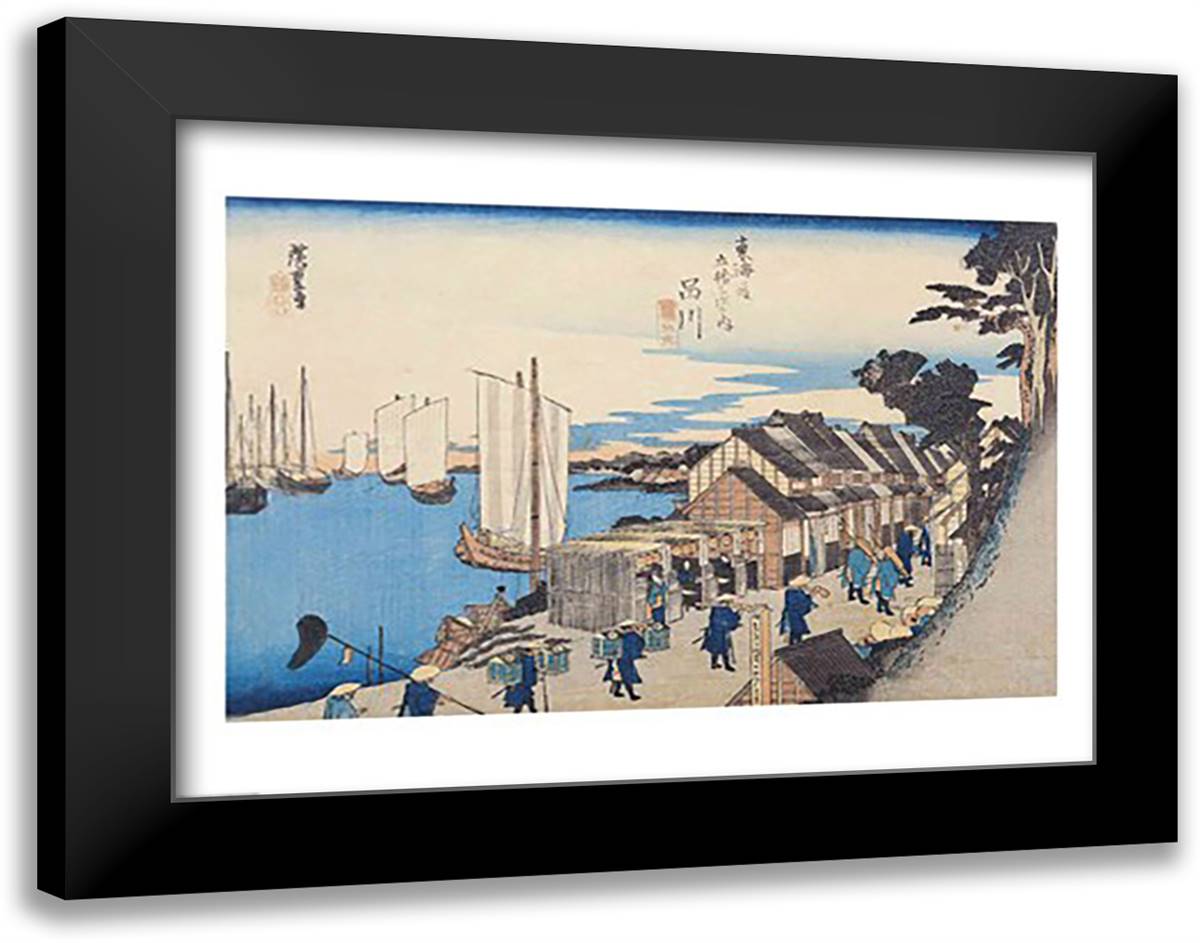 Shinagawa: departure of a Daimyo 28x22 Black Modern Wood Framed Art Print Poster by Hiroshige, Utagawa