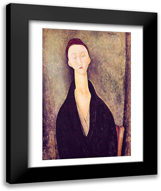 Madame Hanka Zborowska, 1918 22x28 Black Modern Wood Framed Art Print Poster by Modigliani, Amedeo