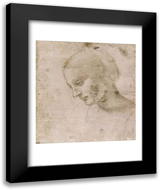 Head of a Young Woman or Head of the Virgin 22x28 Black Modern Wood Framed Art Print Poster by da Vinci, Leonardo
