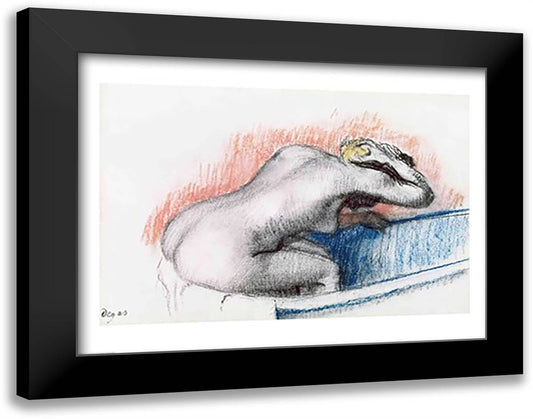 Woman Washing in the Bath 28x22 Black Modern Wood Framed Art Print Poster by Degas, Edgar