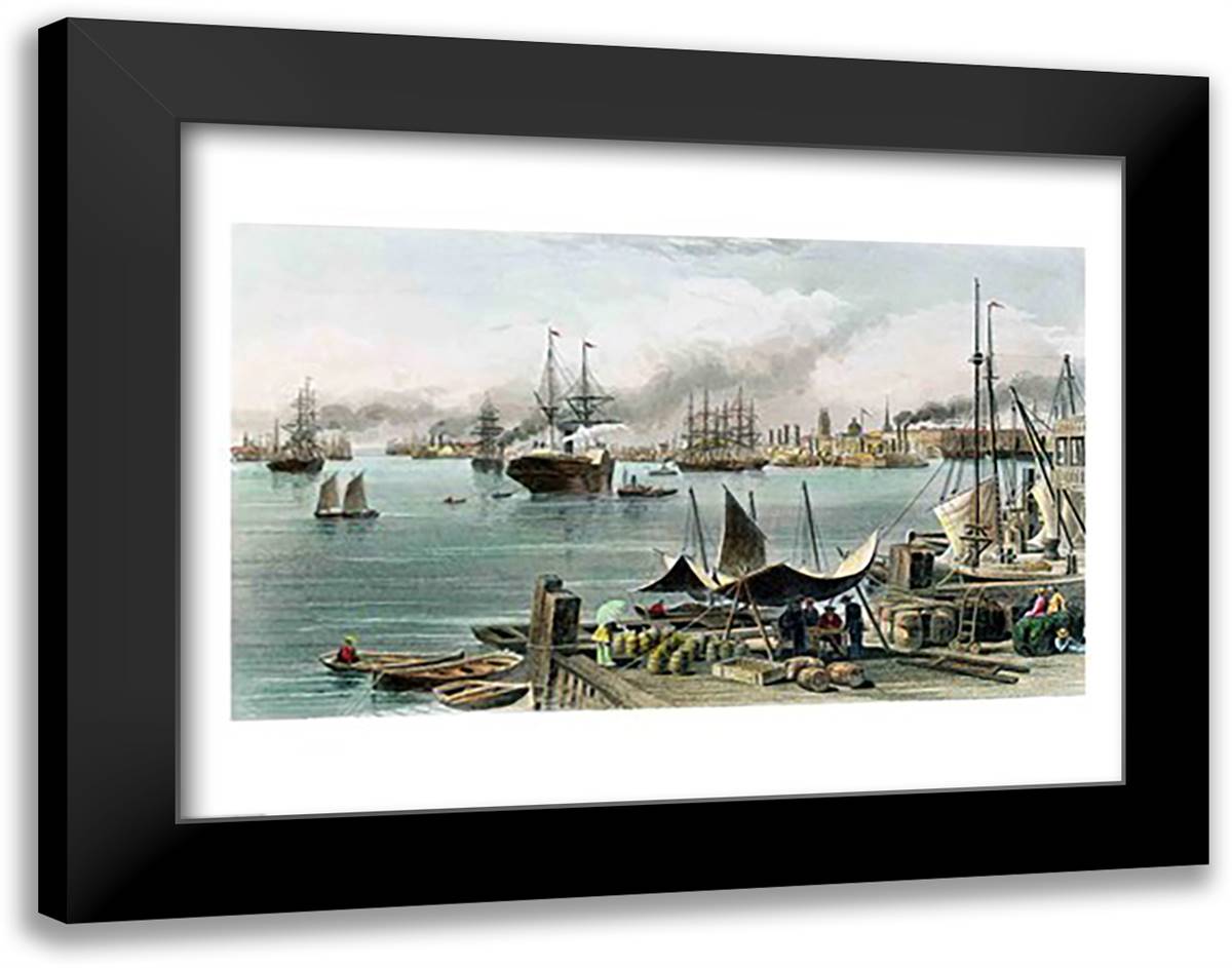 Port of New Orleans 28x22 Black Modern Wood Framed Art Print Poster by Waud, Alfred R.