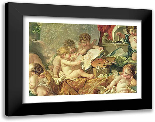 Genius Teaching the Arts, 1761 28x22 Black Modern Wood Framed Art Print Poster by Boucher, Francois