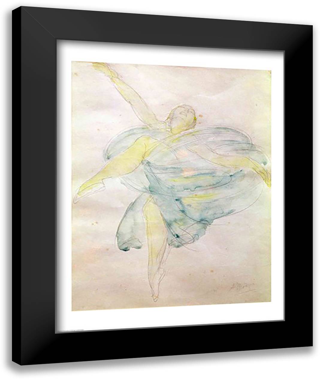 Dancer with Veils 22x28 Black Modern Wood Framed Art Print Poster by Rodin, Auguste