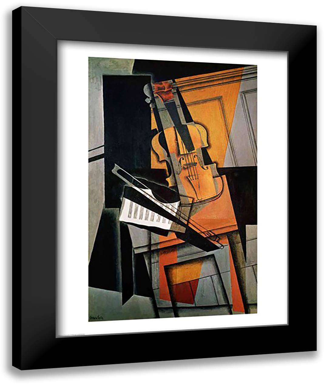 The Violin, 1916 22x28 Black Modern Wood Framed Art Print Poster by Gris, Juan