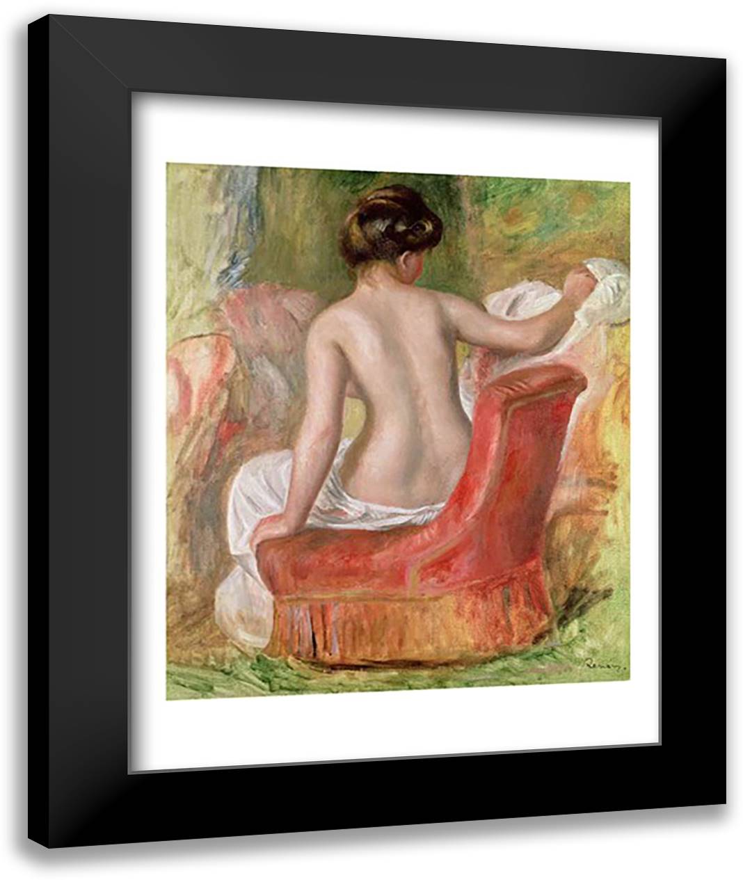Nude in an Armchair, 1900 22x28 Black Modern Wood Framed Art Print Poster by Renoir, Pierre-Auguste