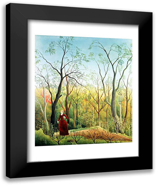 The Walk in the Forest 22x28 Black Modern Wood Framed Art Print Poster by Rousseau, Henri