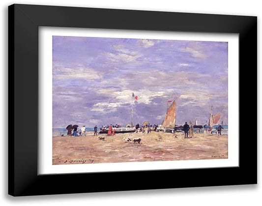 The Jetty at Deauville, 186 28x22 Black Modern Wood Framed Art Print Poster by Boudin, Eugene Louis