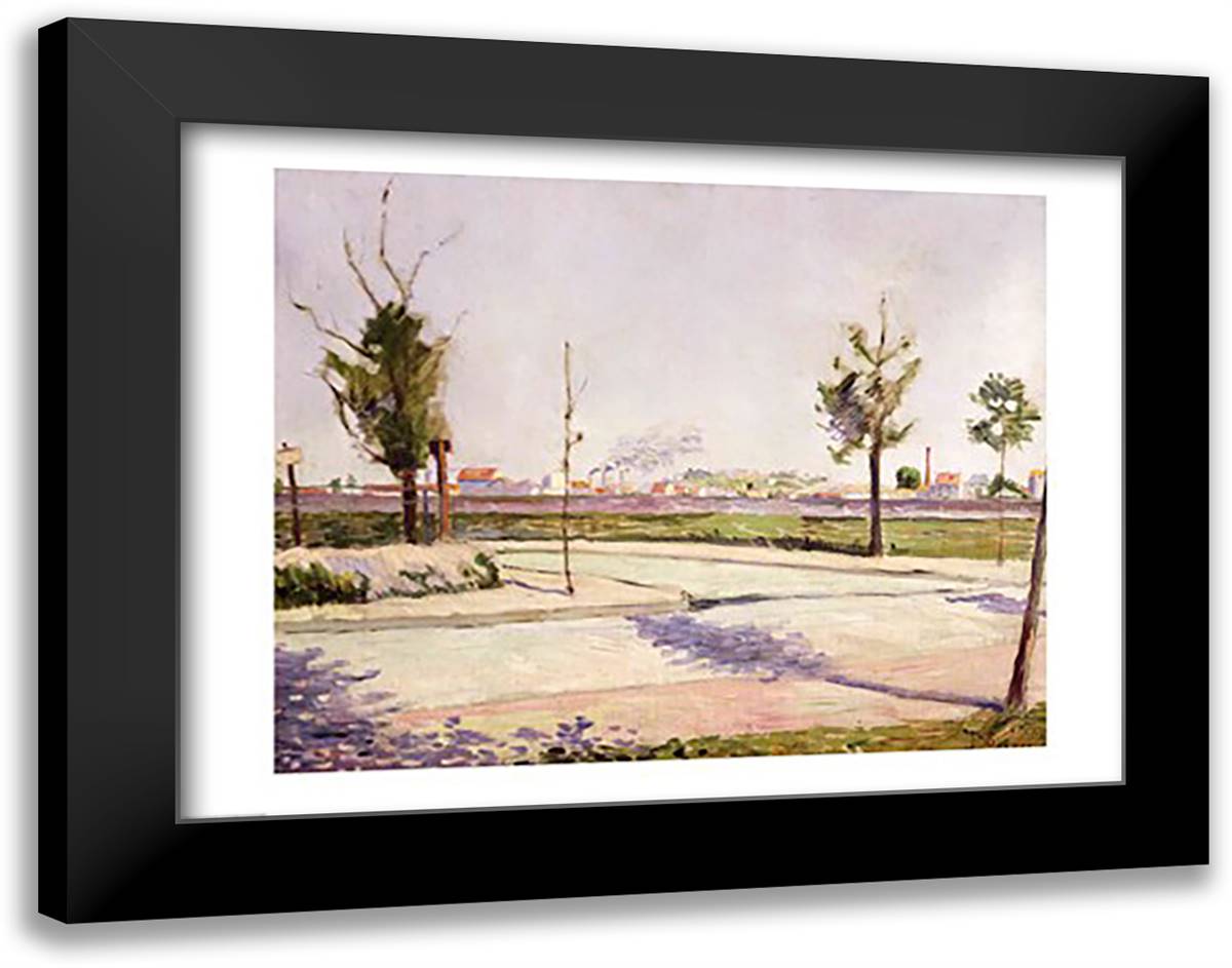 The Road to Gennevilliers, 1883 28x22 Black Modern Wood Framed Art Print Poster by Signac, Paul