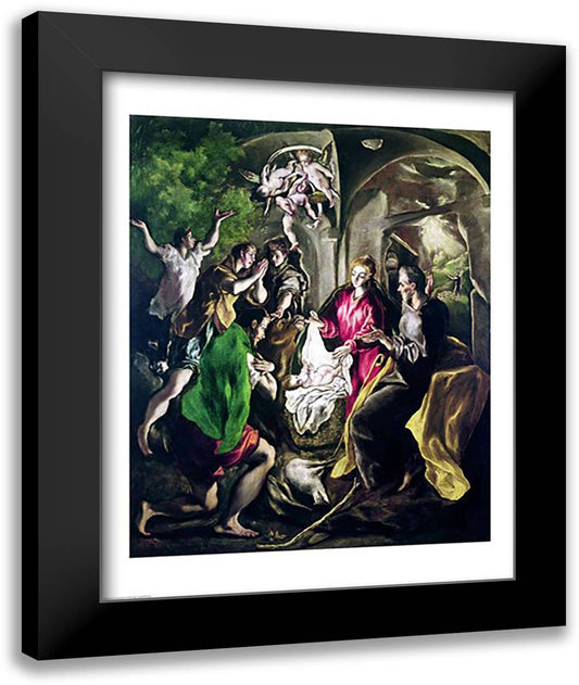 Adoration of the Shepherds 22x28 Black Modern Wood Framed Art Print Poster by El Greco