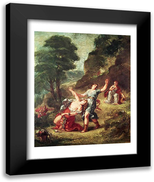 Orpheus and Eurydice, Spring from a series of the Four Seasons, 1862 22x28 Black Modern Wood Framed Art Print Poster by Delacroix, Eugene