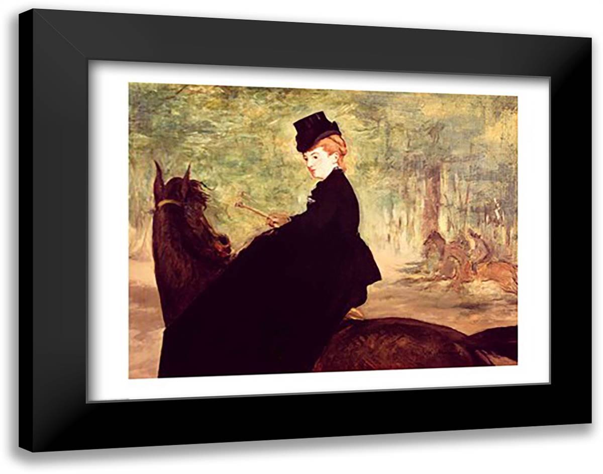 The Horsewoman, 1875 28x22 Black Modern Wood Framed Art Print Poster by Manet, Edouard