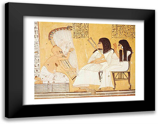 The deceased and his wife listening to a blind harpist 28x22 Black Modern Wood Framed Art Print Poster