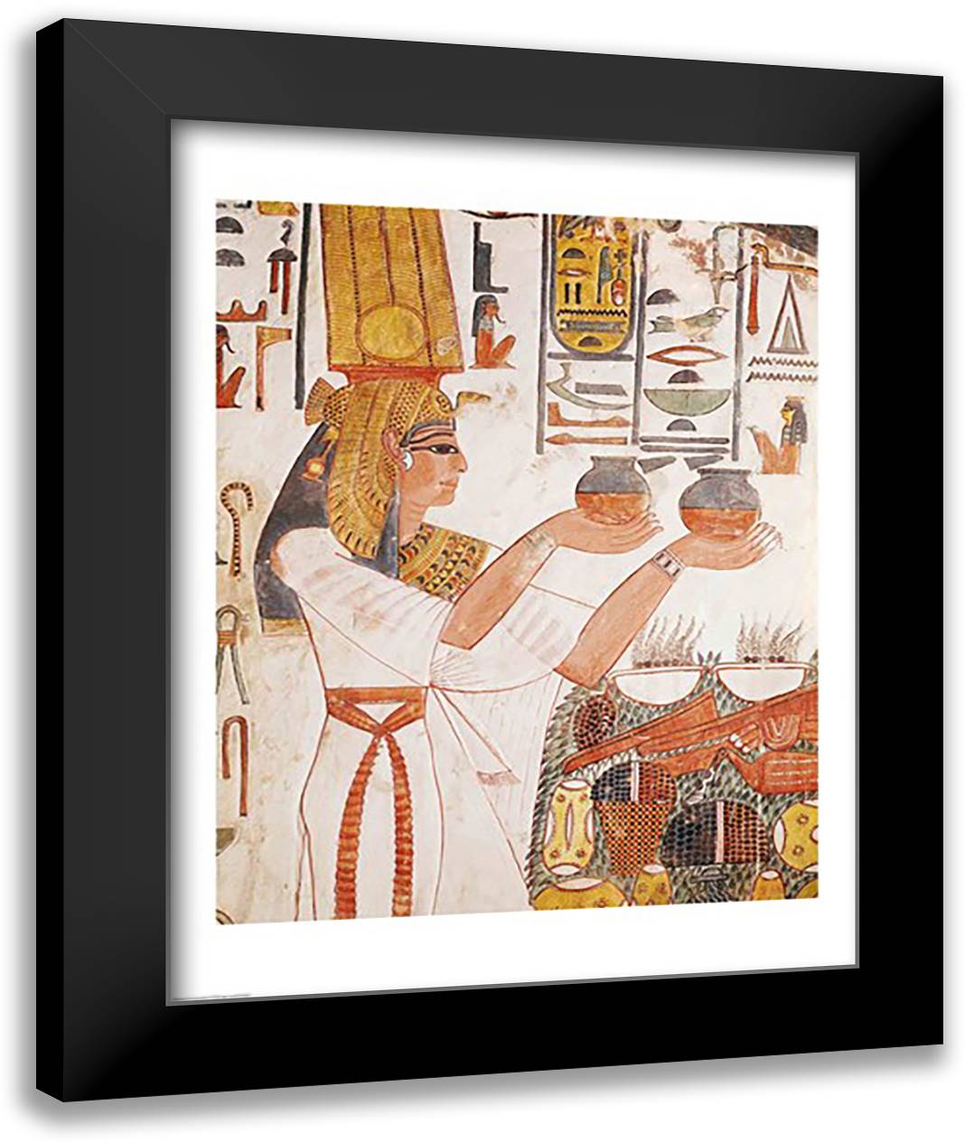 Nefertari Making an Offering, from the Tomb of Nefertari 22x28 Black Modern Wood Framed Art Print Poster