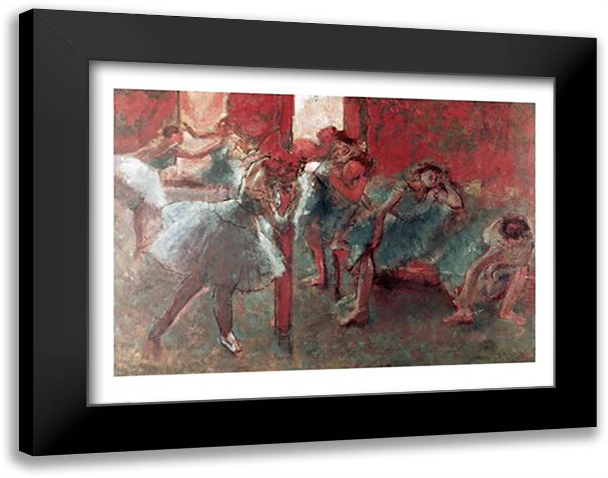 Dancers at Rehearsal 28x22 Black Modern Wood Framed Art Print Poster by Degas, Edgar