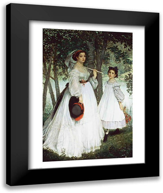 The Two Sisters: Portrait, 1863 22x28 Black Modern Wood Framed Art Print Poster by Tissot, James