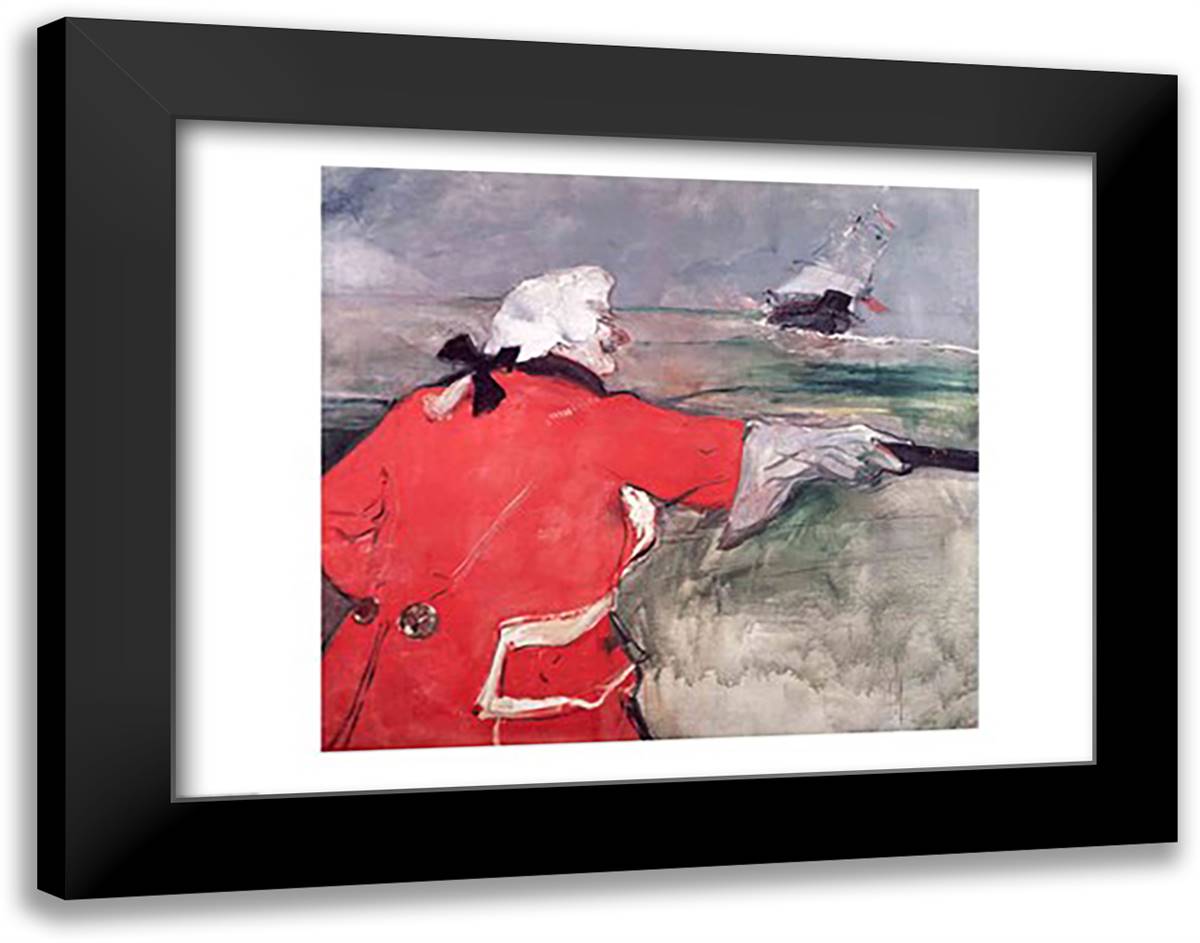 The Admiral Viaud 28x22 Black Modern Wood Framed Art Print Poster by Toulouse-Lautrec, Henri de