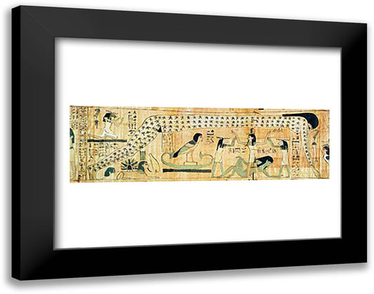 Funerary papyrus of Djedkhonsouefankh depicting Geb and Nut 28x22 Black Modern Wood Framed Art Print Poster