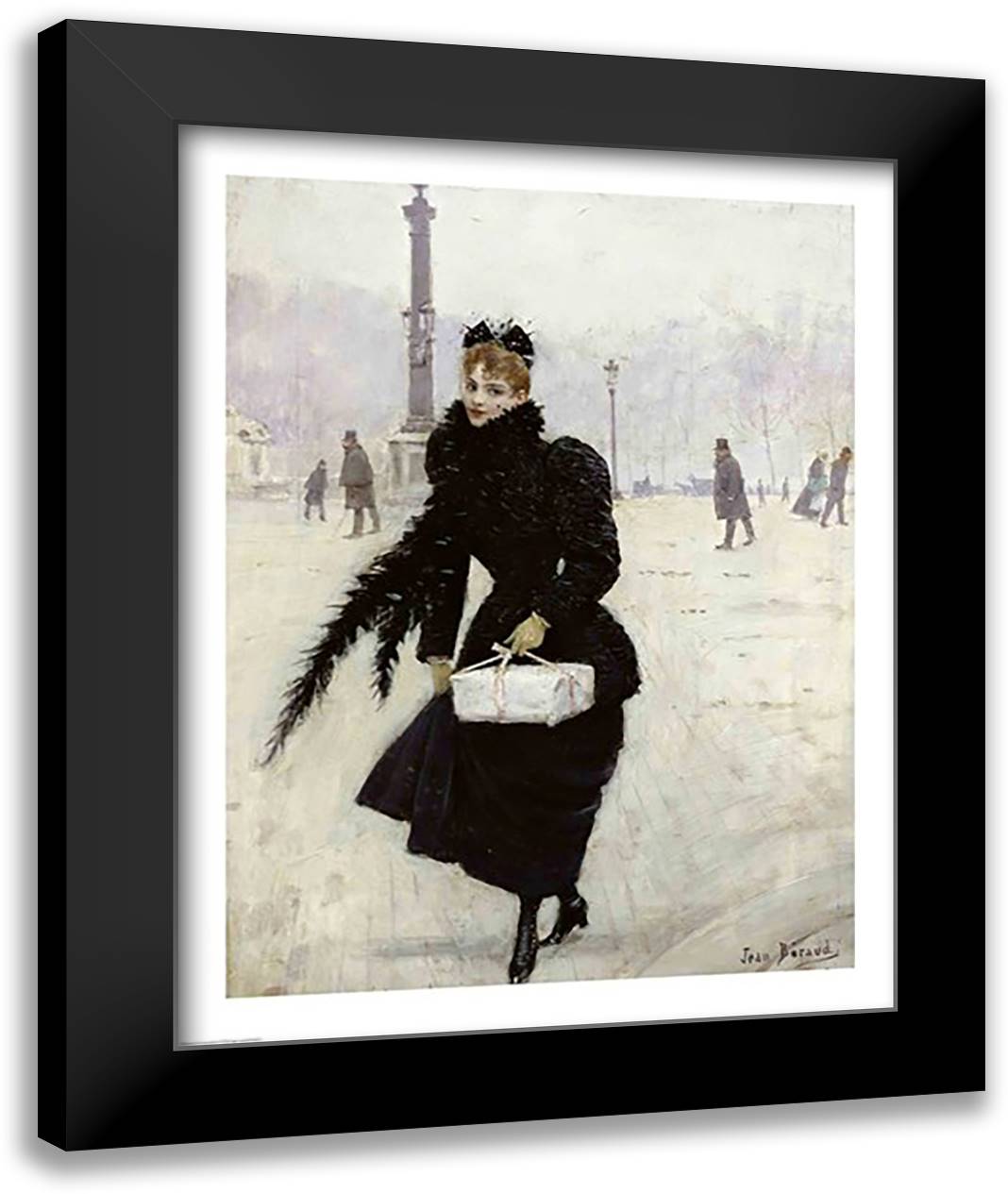 Parisian woman in the Place de la Concorde 22x28 Black Modern Wood Framed Art Print Poster by Beraud, Jean
