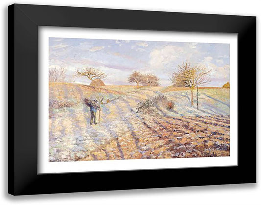 White Frost, 1873 28x22 Black Modern Wood Framed Art Print Poster by Pissarro, Camille