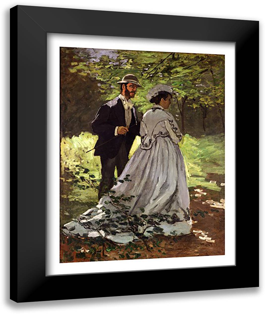 The Promenaders, or Bazille and Camille, 1865 22x28 Black Modern Wood Framed Art Print Poster by Monet, Claude