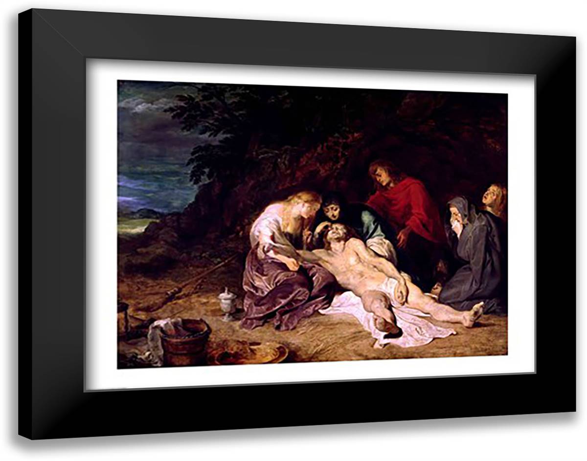 Lamentation over the Dead Christ with St. John and the Holy Women 28x22 Black Modern Wood Framed Art Print Poster by Rubens, Peter Paul