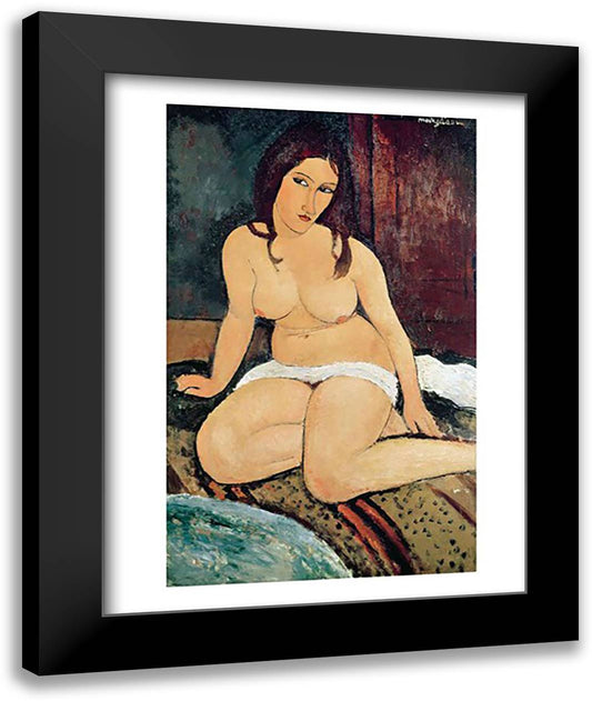 Seated Nude 22x28 Black Modern Wood Framed Art Print Poster by Modigliani, Amedeo