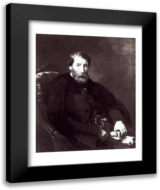 Portrait of Alfred Bruyas 22x28 Black Modern Wood Framed Art Print Poster by Delacroix, Eugene