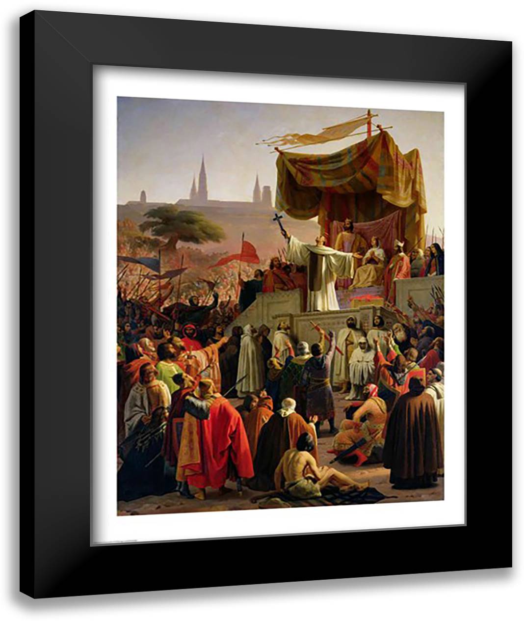 St. Bernard Preaching the Second Crusade in Vezelay 22x28 Black Modern Wood Framed Art Print Poster by Signol, Emile