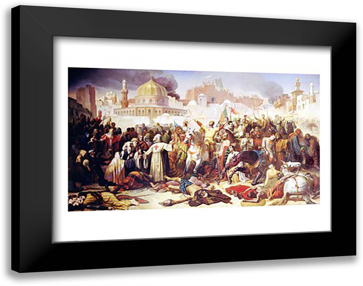 Taking of Jerusalem by the Crusaders 28x22 Black Modern Wood Framed Art Print Poster by Signol, Emile