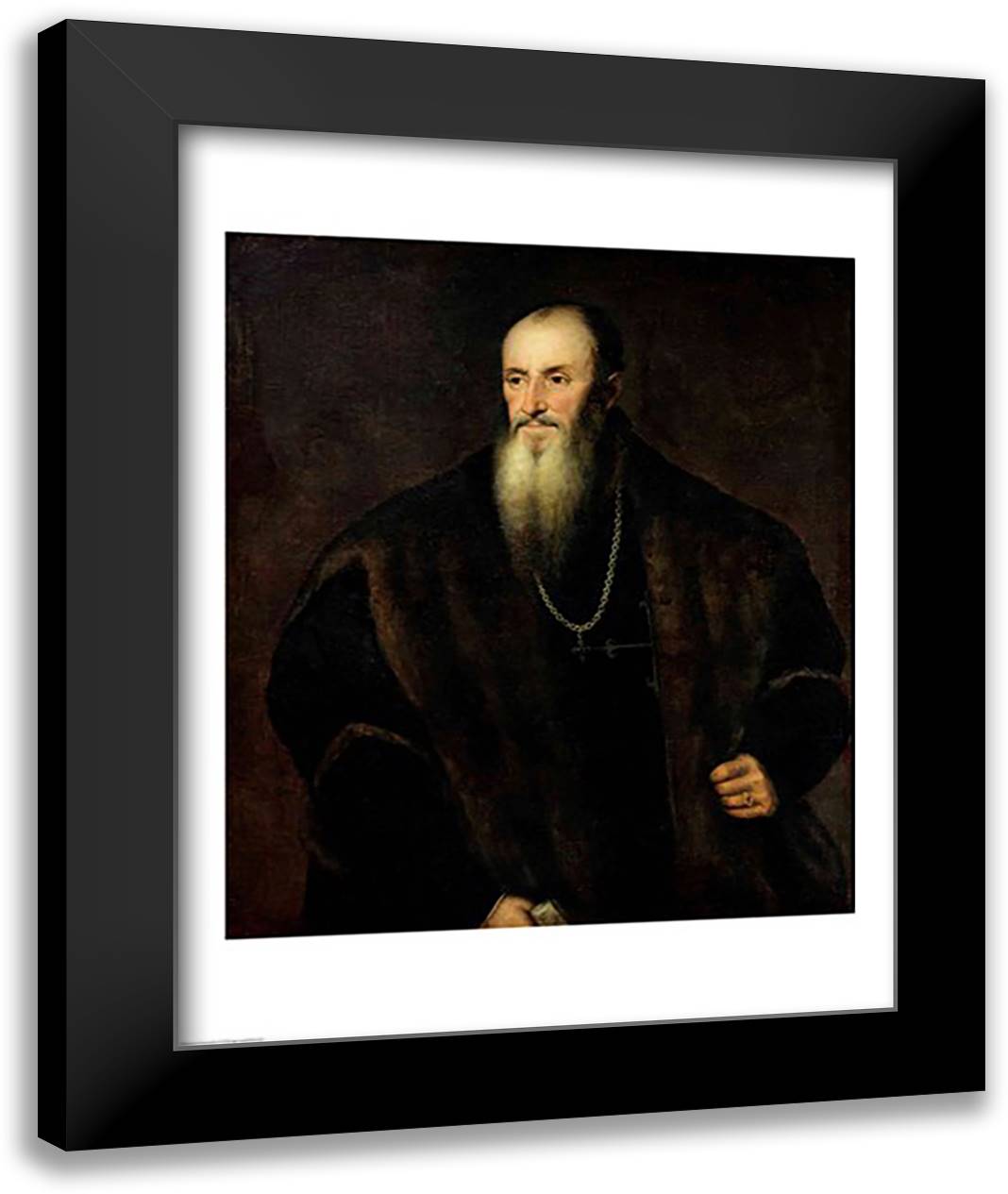 Portrait of Nicolas Perrenot de Granvelle, 1548 22x28 Black Modern Wood Framed Art Print Poster by Titian