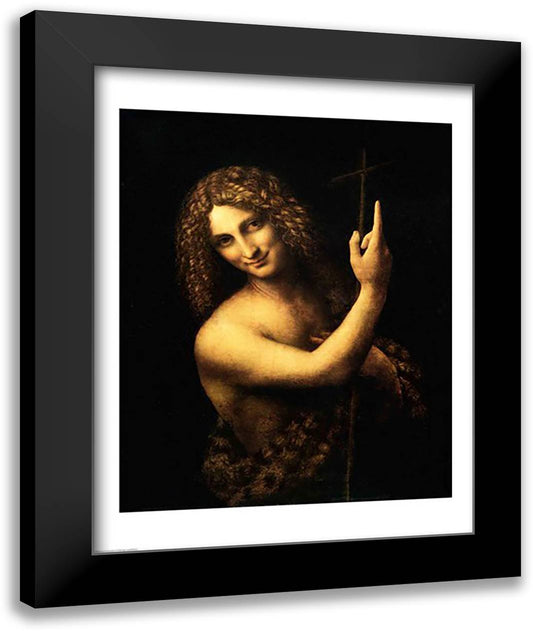 St. John the Baptist, 1513-16 22x28 Black Modern Wood Framed Art Print Poster by da Vinci, Leonardo