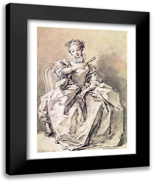 Woman in Spanish Costume 22x28 Black Modern Wood Framed Art Print Poster by Boucher, Francois