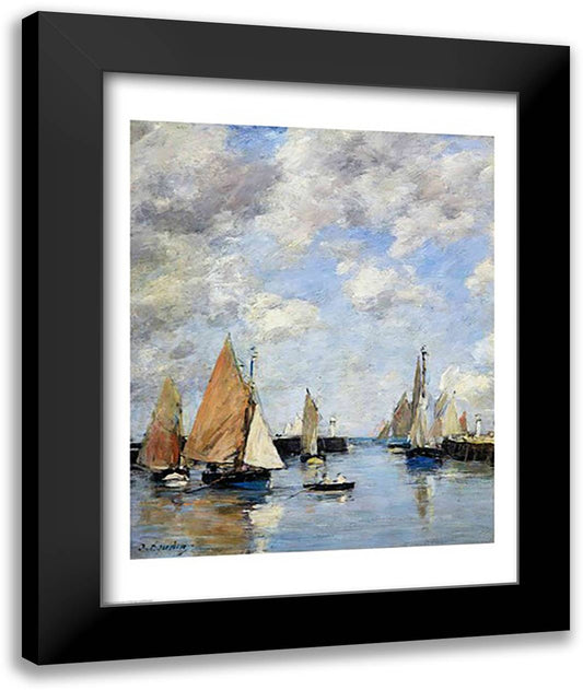 The Jetty at High Tide, Trouville 22x28 Black Modern Wood Framed Art Print Poster by Boudin, Eugene Louis