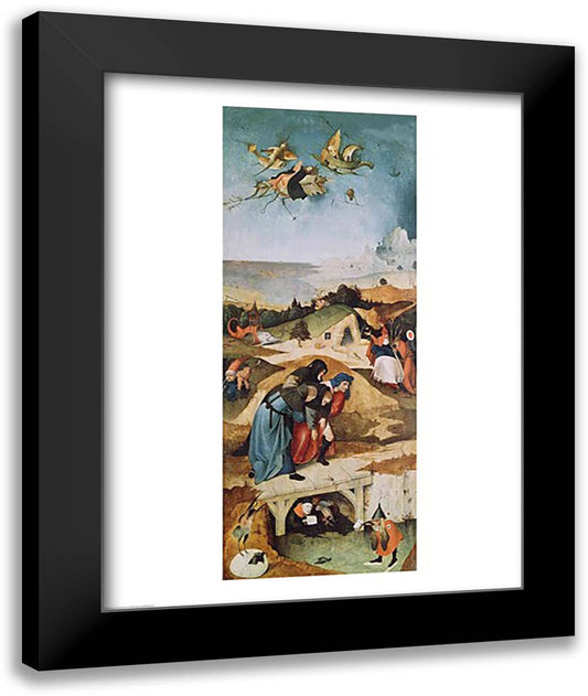 Left wing of the Triptych of the Temptation of St. Anthony 22x28 Black Modern Wood Framed Art Print Poster by Bosch, Hieronymus