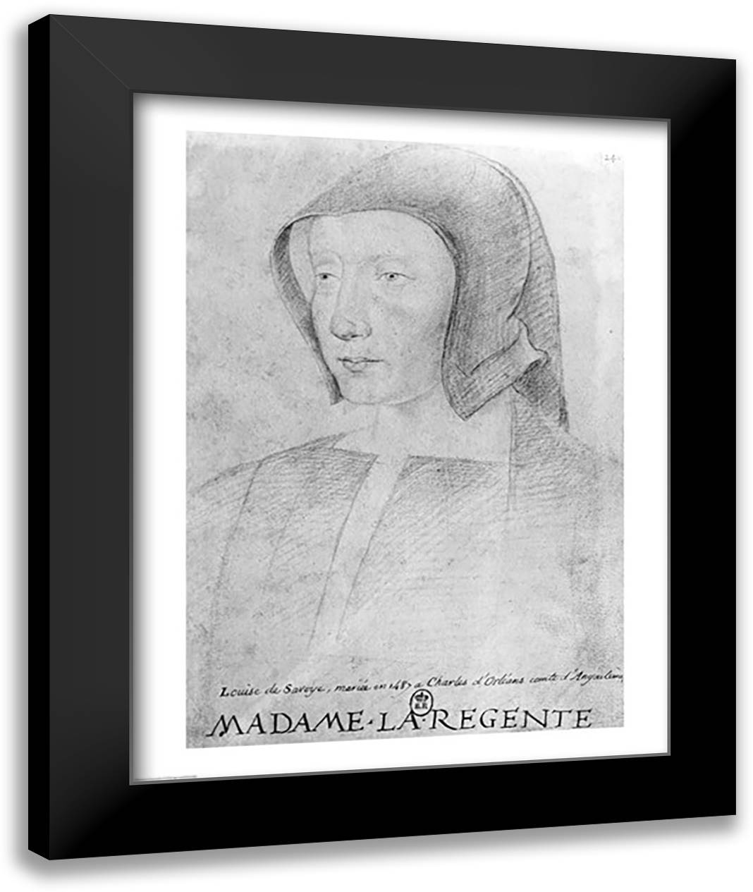 Louise de Savoie 22x28 Black Modern Wood Framed Art Print Poster by Clouet, Francois