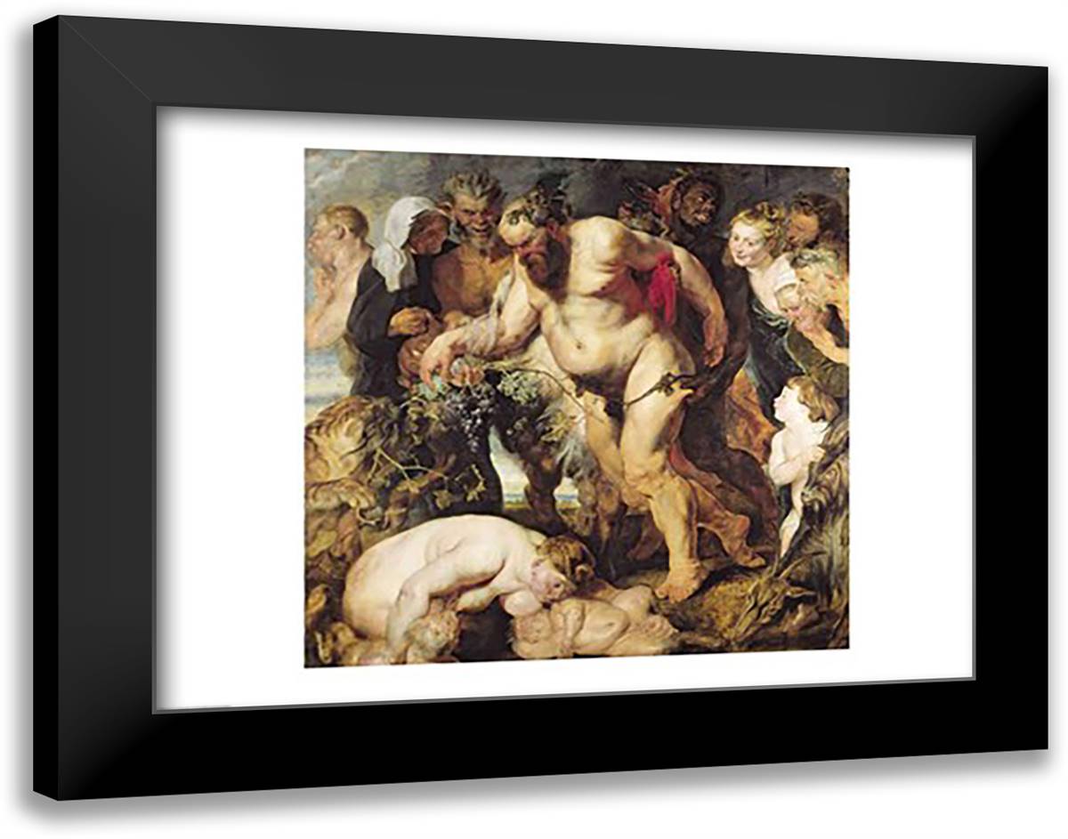 The Drunken Silenus 28x22 Black Modern Wood Framed Art Print Poster by Rubens, Peter Paul