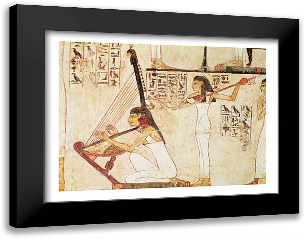 Two Musicians, from the Tomb of Rekhmire 28x22 Black Modern Wood Framed Art Print Poster