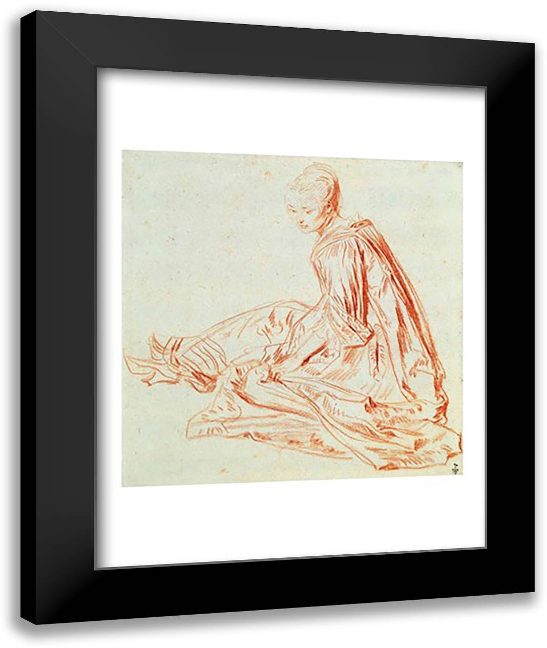 Woman Smiling, 1875 22x28 Black Modern Wood Framed Art Print Poster by Renoir, Pierre-Auguste