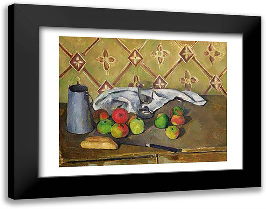 Fruit, Serviette and Milk Jug, c.1879-82 28x22 Black Modern Wood Framed Art Print Poster by Cezanne, Paul