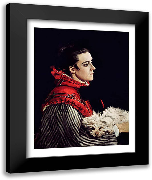 Camille Monet (1847-79) in a Red Cape, 1866 22x28 Black Modern Wood Framed Art Print Poster by Monet, Claude