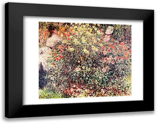 Women in the Flowers, 1875 28x22 Black Modern Wood Framed Art Print Poster by Monet, Claude