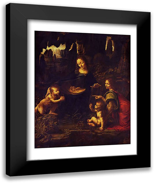 Madonna of the Rocks, c.1478 22x28 Black Modern Wood Framed Art Print Poster by da Vinci, Leonardo