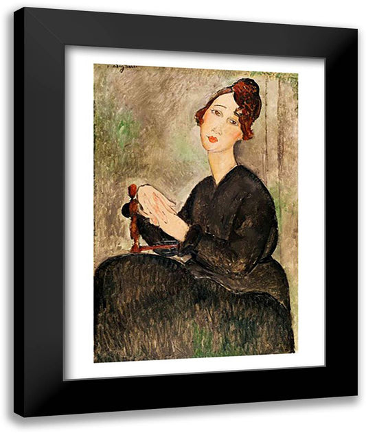 Portrait of Dedie Hayden, 1918 22x28 Black Modern Wood Framed Art Print Poster by Modigliani, Amedeo