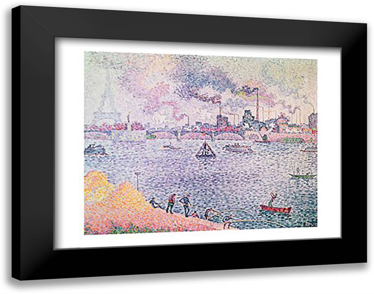 The Seine, Grenelle, 1899 28x22 Black Modern Wood Framed Art Print Poster by Signac, Paul